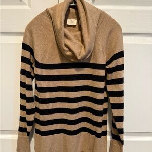 Cyrus Cozy Tan and Black Cowl Neck Sweater